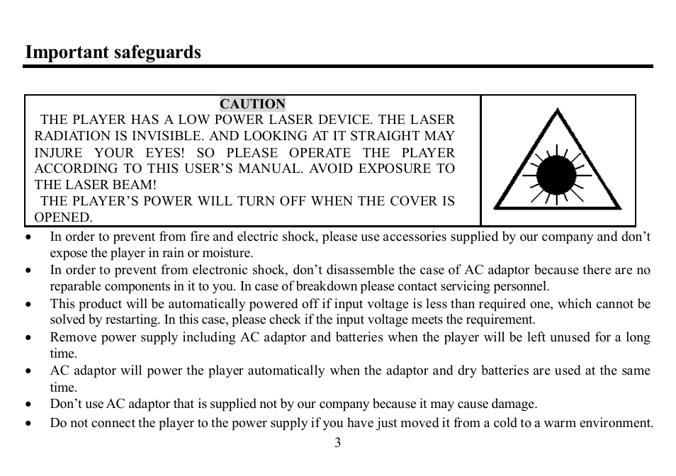 Important safeguards | Hyundai H-CD7011 User Manual | Page 3 / 56