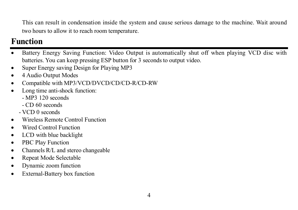 Function | Hyundai H-CD7011 User Manual | Page 4 / 56