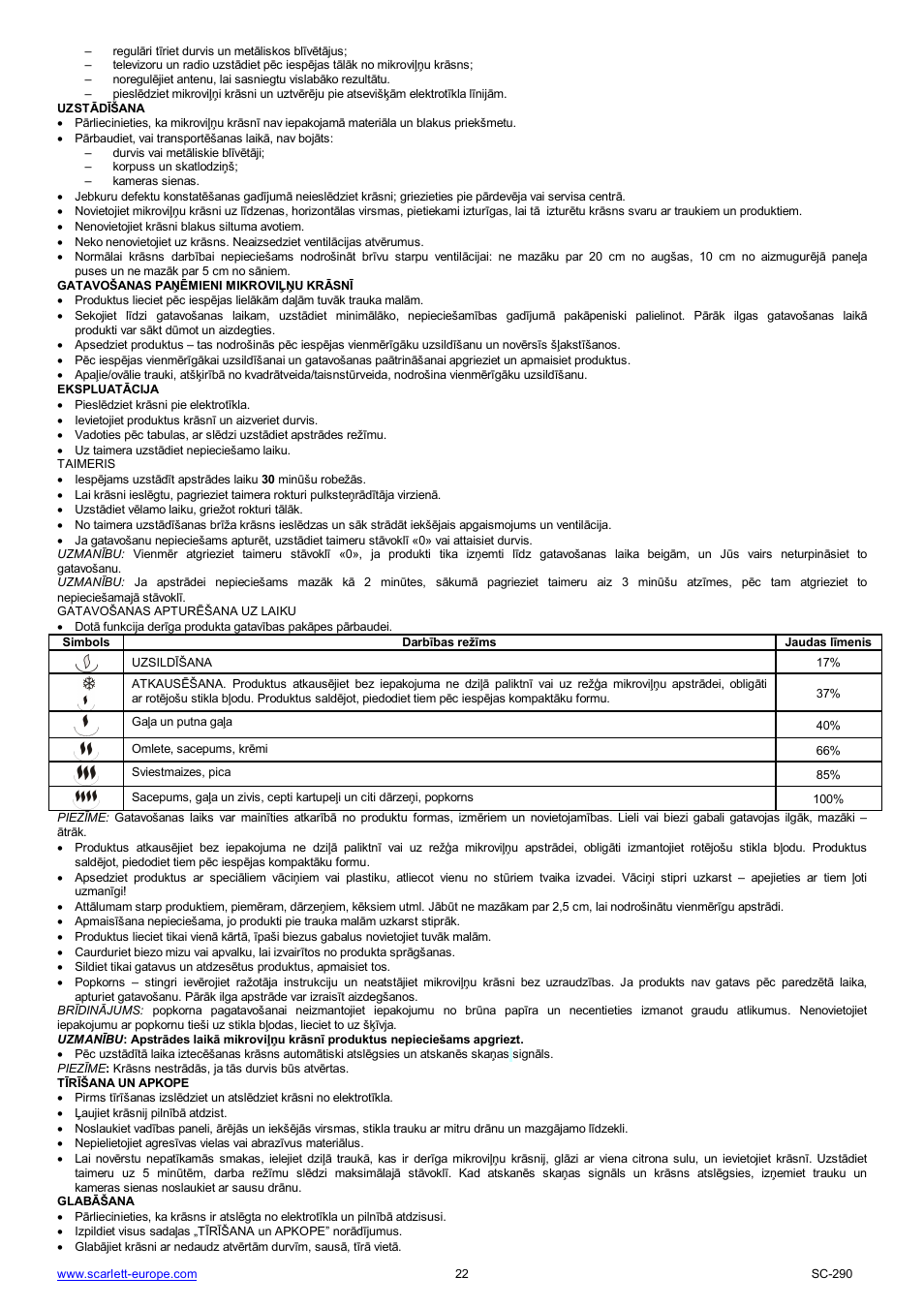 Scarlett SC-290 User Manual | Page 22 / 31