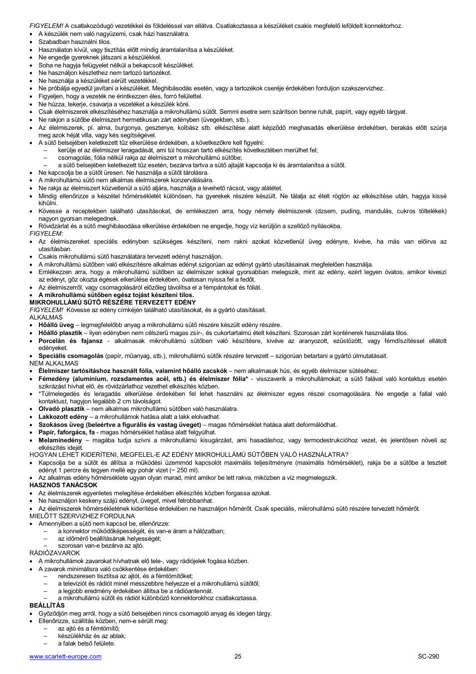 Scarlett SC-290 User Manual | Page 25 / 31