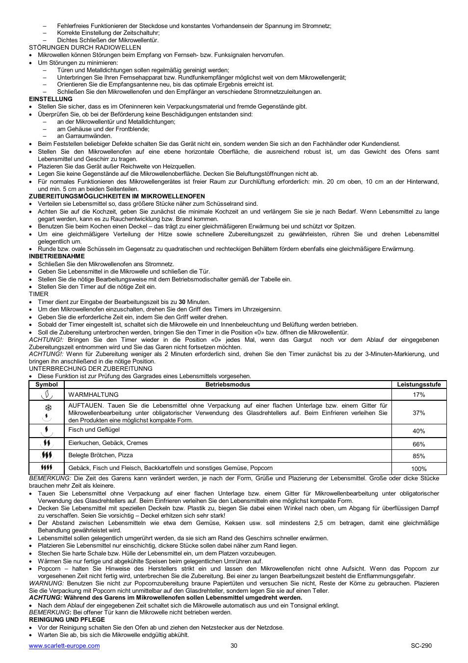 Scarlett SC-290 User Manual | Page 30 / 31