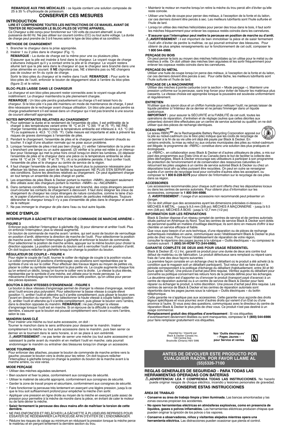 Conserver ces mesures | Black & Decker 5146607-00 User Manual | Page 4 / 6