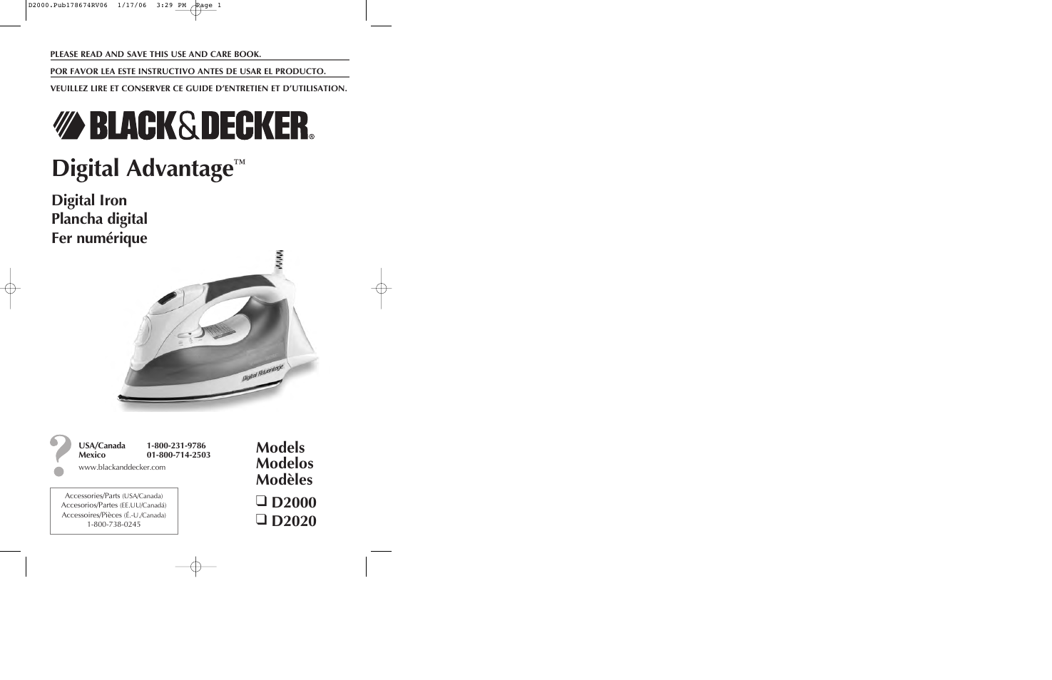 Black & Decker D2020 User Manual | 13 pages