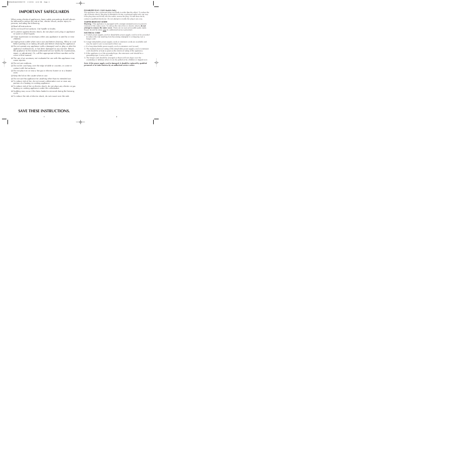 Important safeguards, Save these instructions | Black & Decker ODC460 User Manual | Page 2 / 13