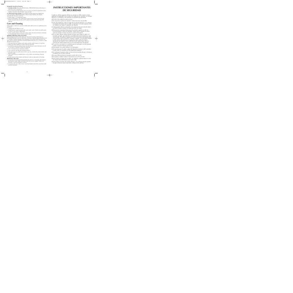 Instrucciones importantes de seguridad, Care and cleaning | Black & Decker ODC460 User Manual | Page 4 / 13