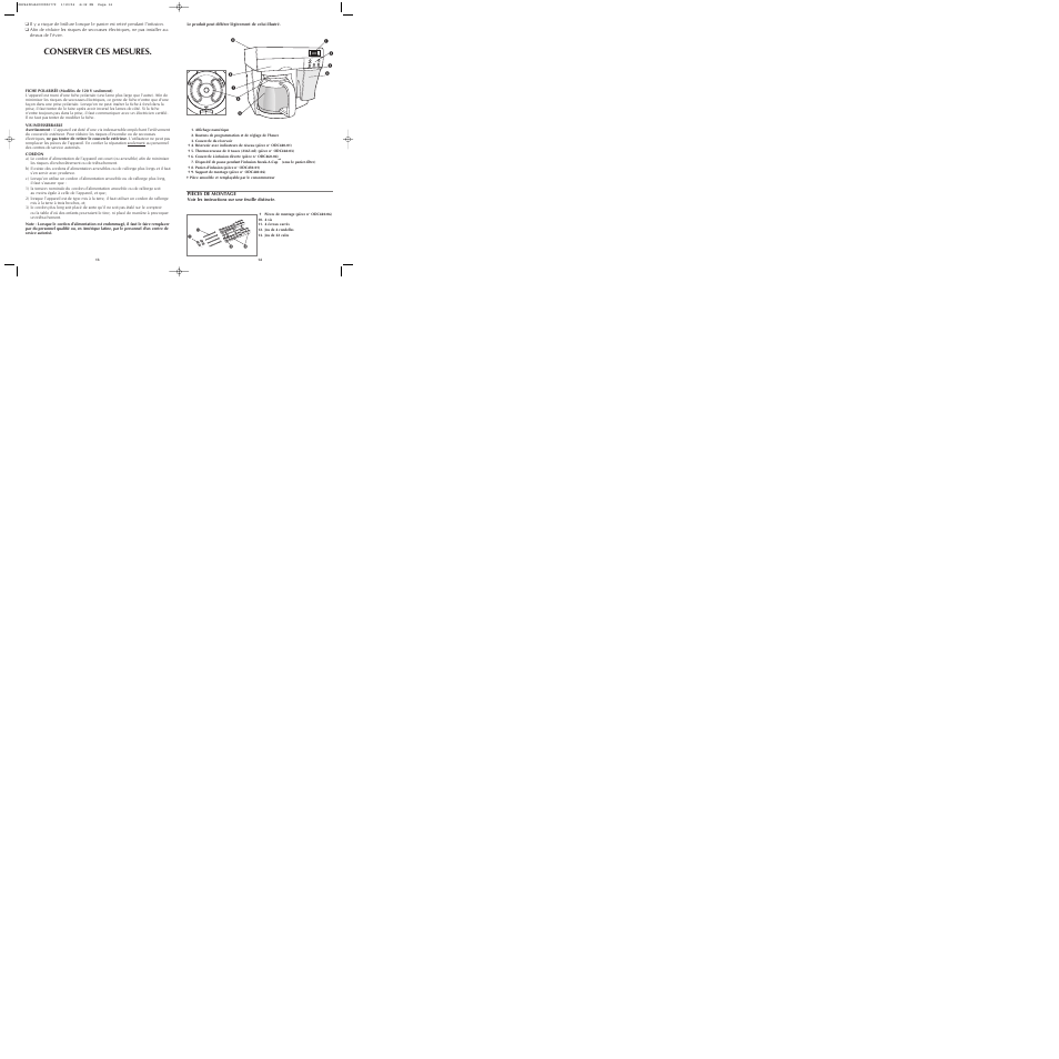 Conserver ces mesures | Black & Decker ODC460 User Manual | Page 8 / 13