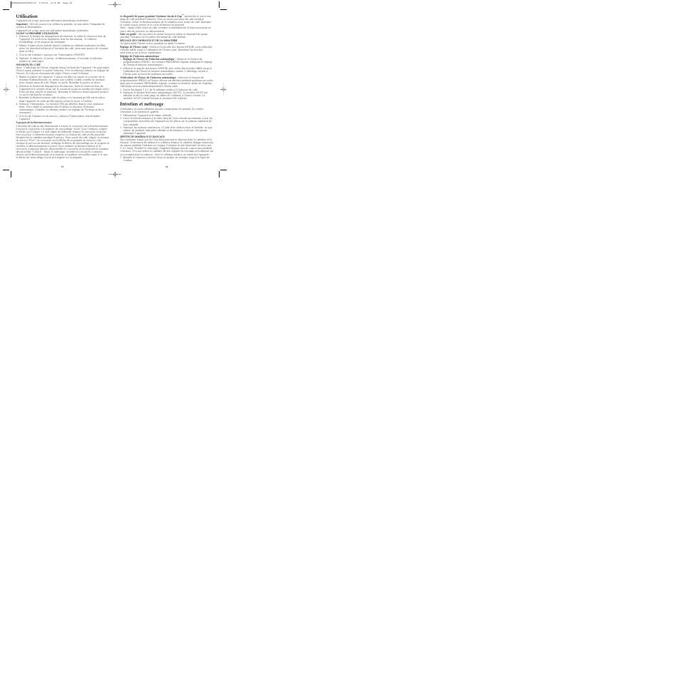 Entretien et nettoyage, Utilisation | Black & Decker ODC460 User Manual | Page 9 / 13