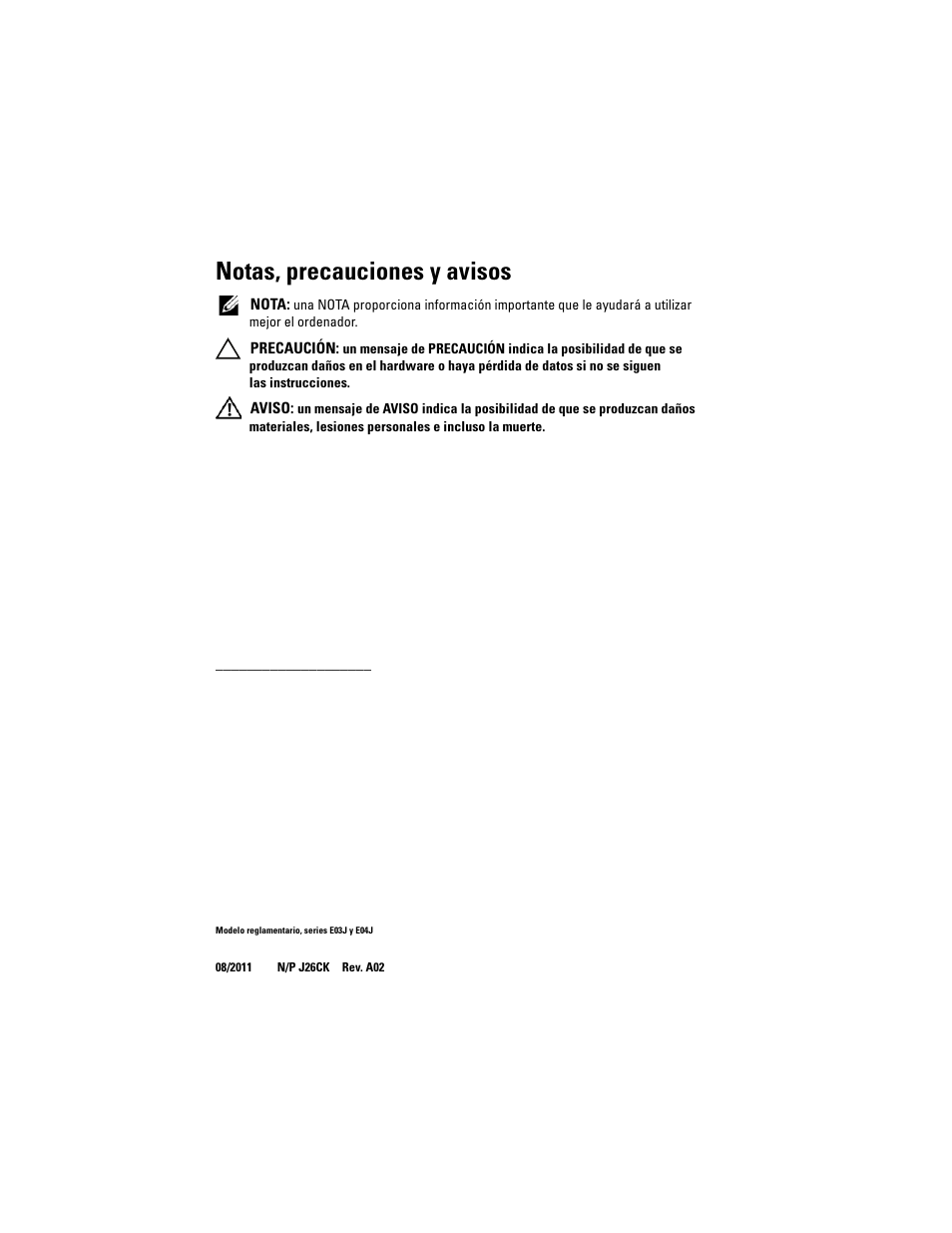 Notas, precauciones y avisos | Dell PowerVault MD3220i User Manual | Page 160 / 222