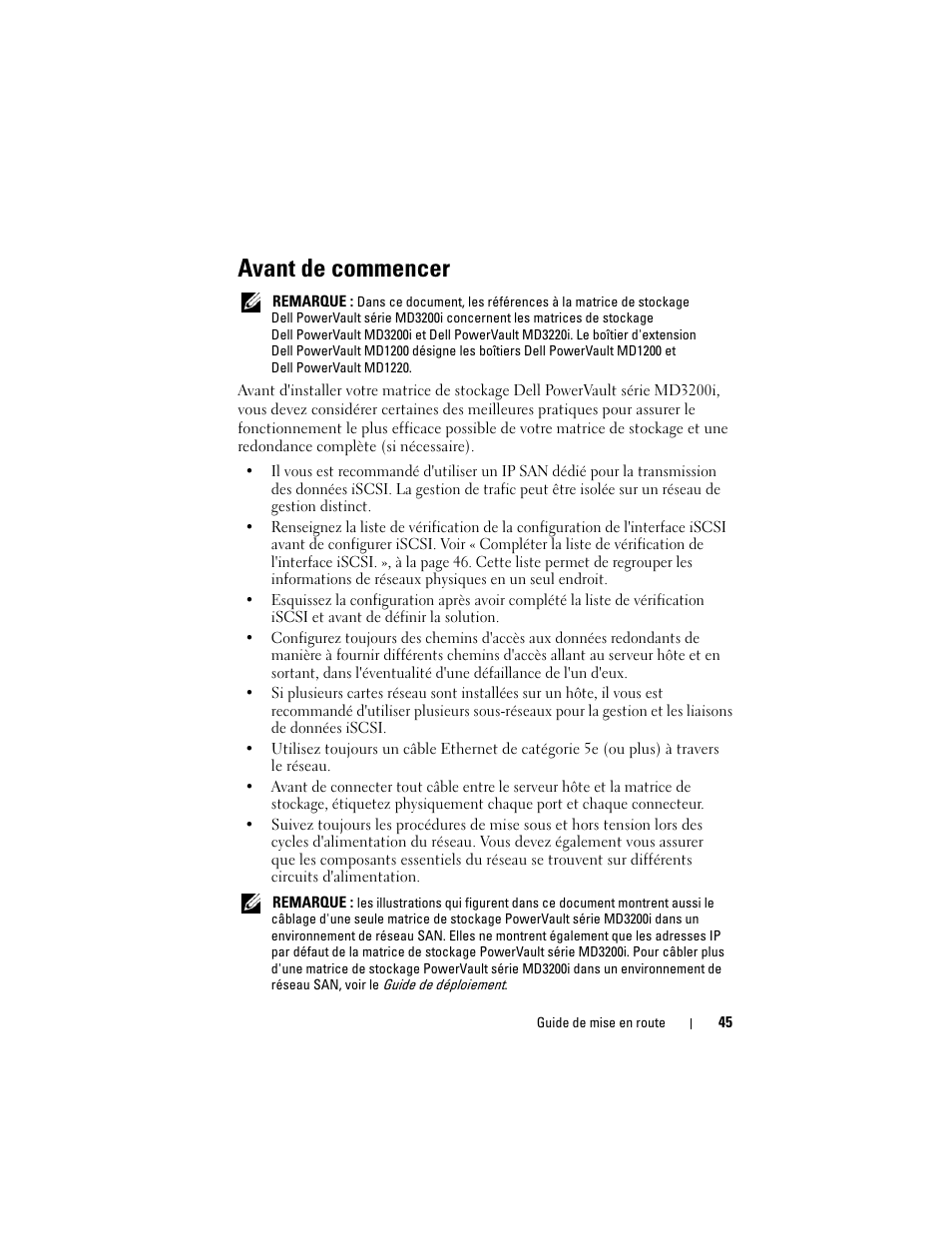 Avant de commencer | Dell PowerVault MD3220i User Manual | Page 47 / 222