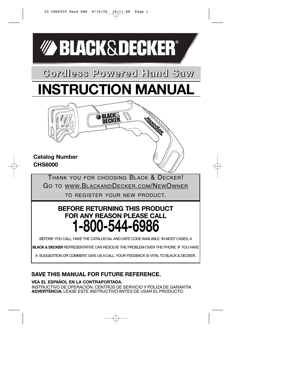 Black & Decker CHS6000 User Manual | 34 pages