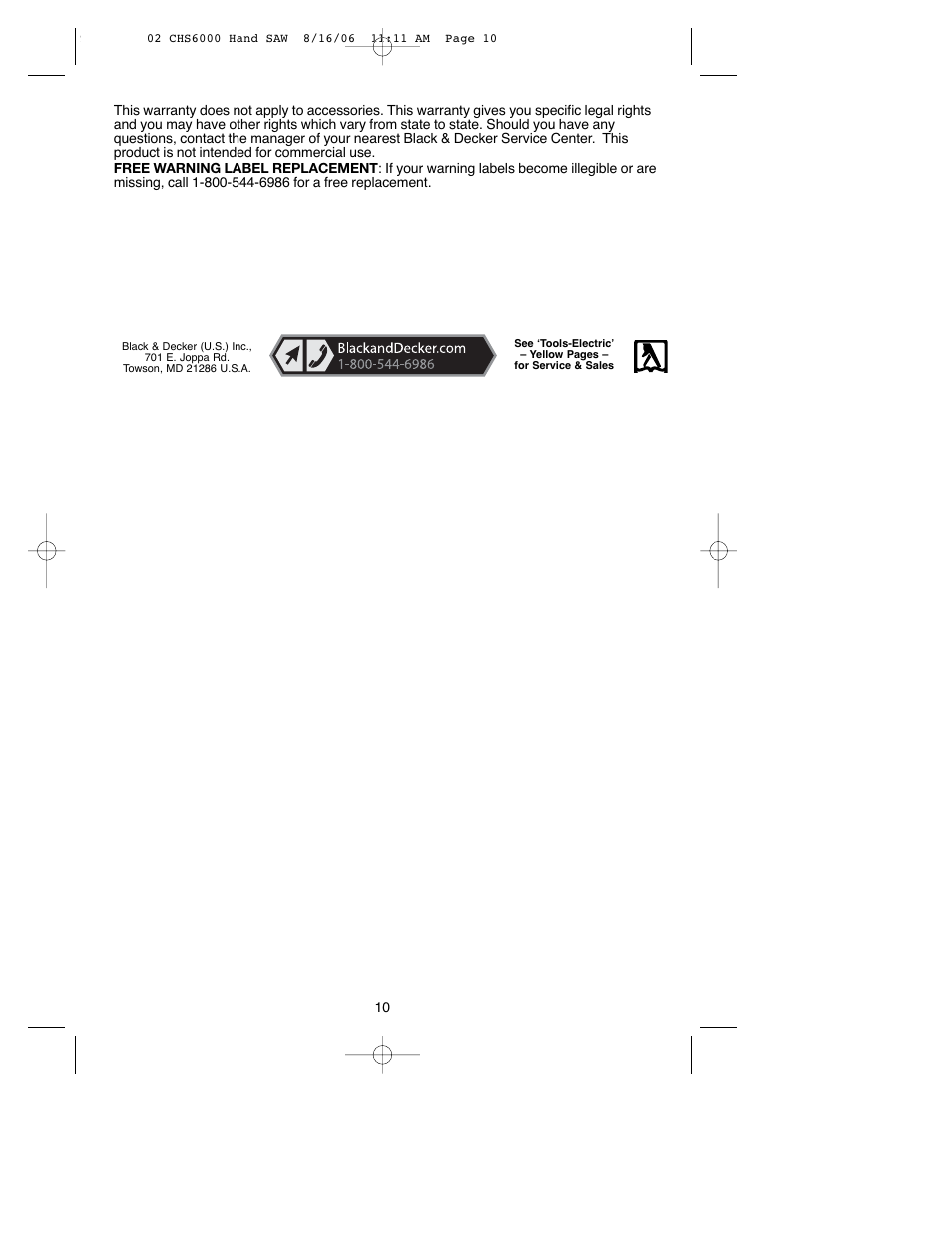 Black & Decker CHS6000 User Manual | Page 10 / 34