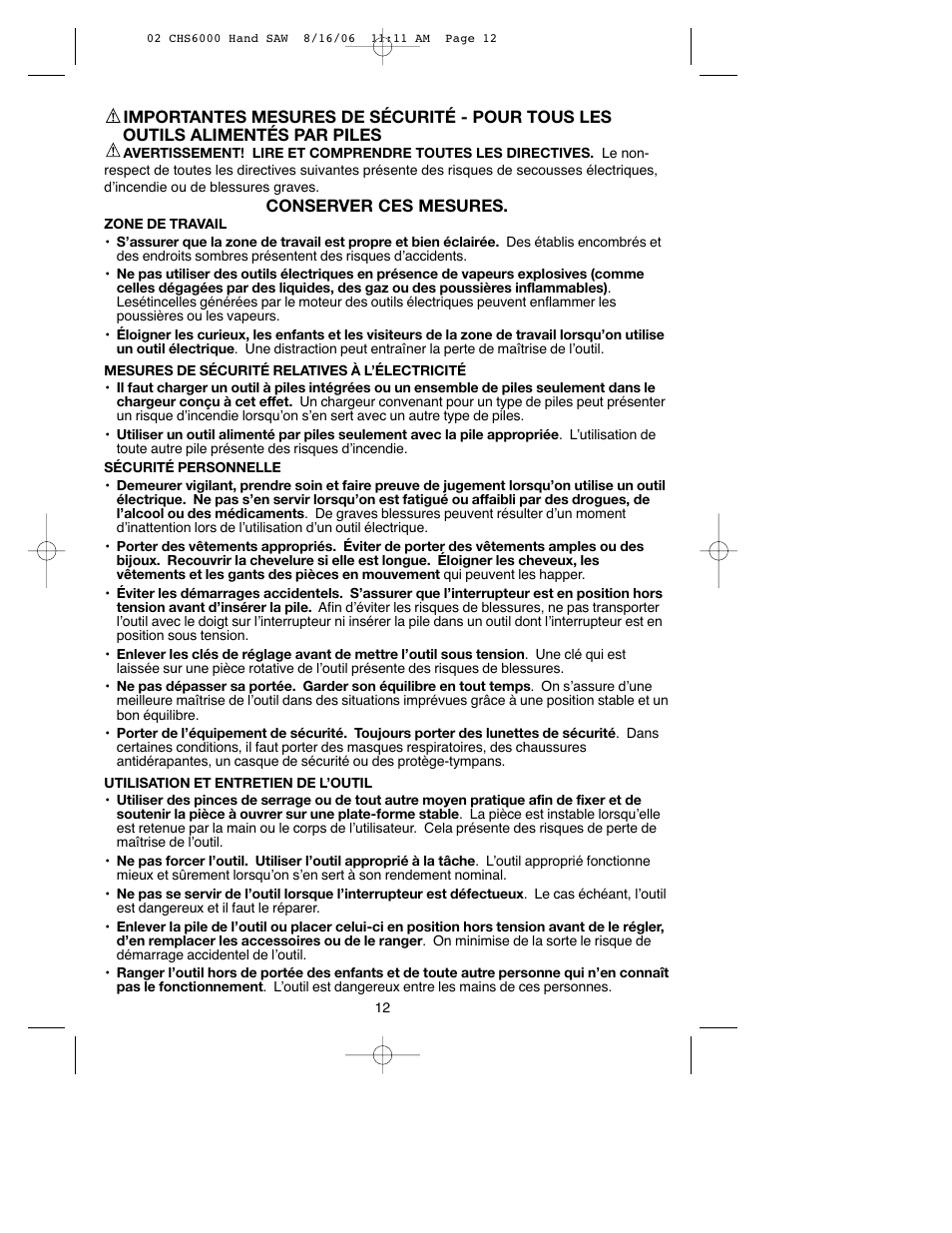 Black & Decker CHS6000 User Manual | Page 12 / 34