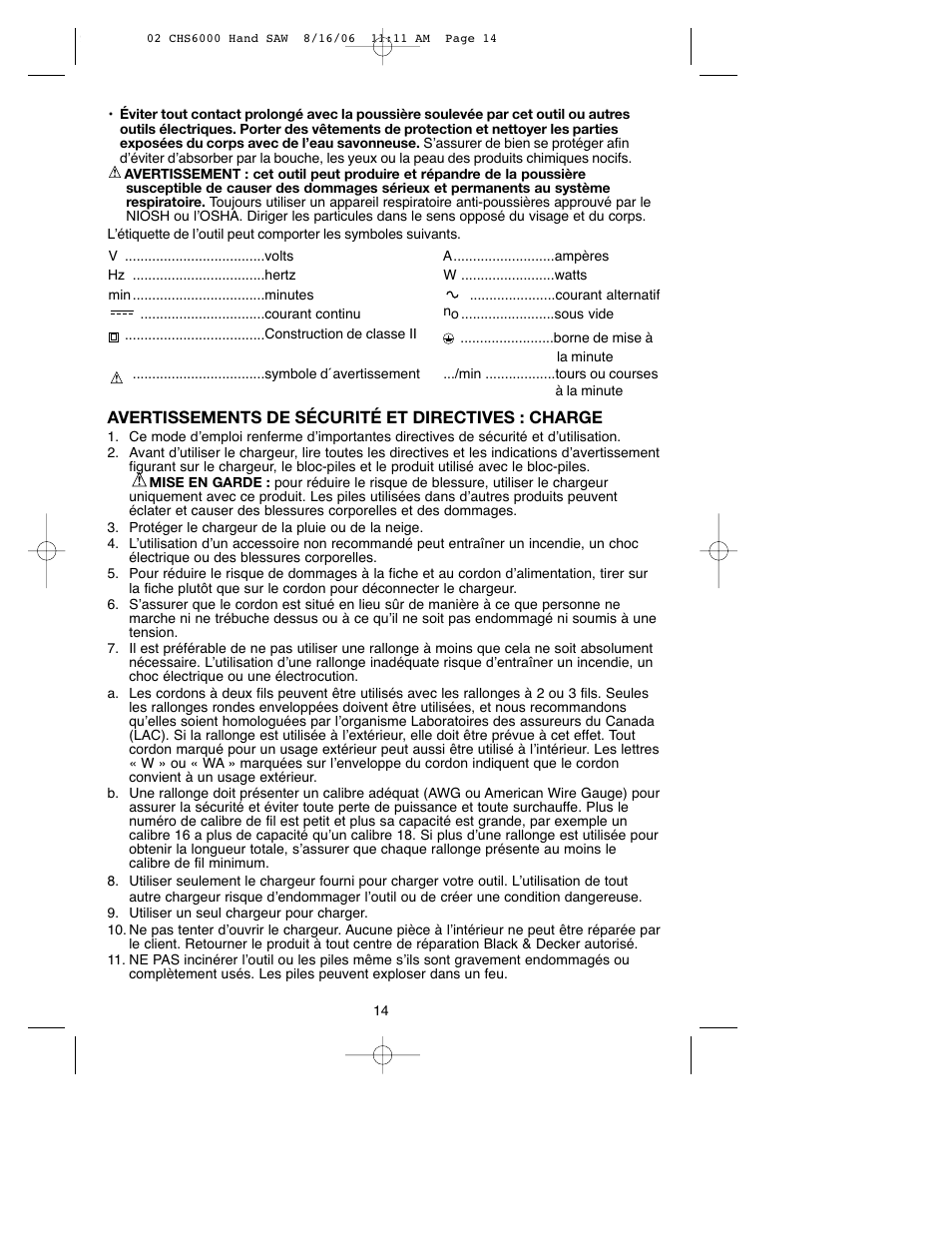 Black & Decker CHS6000 User Manual | Page 14 / 34