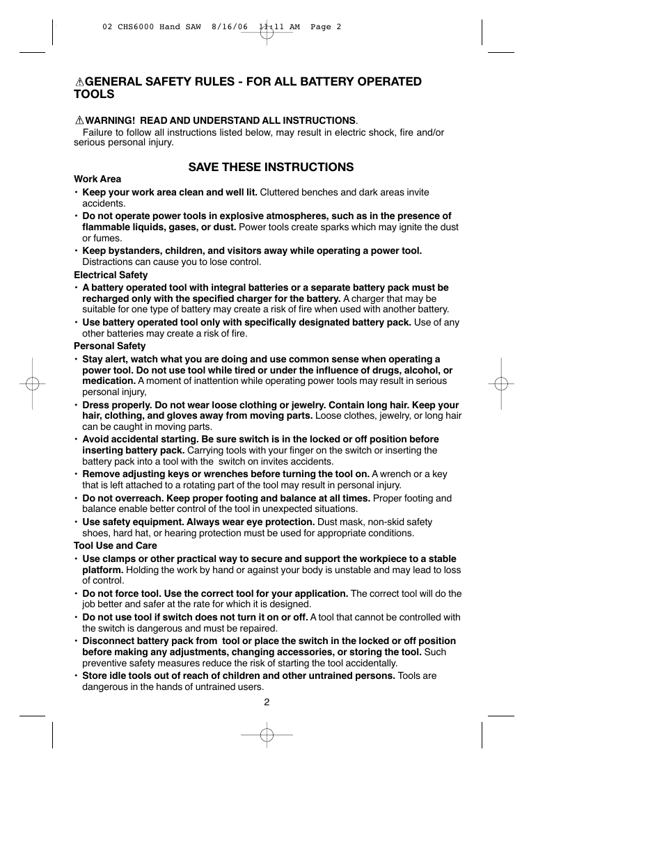 Black & Decker CHS6000 User Manual | Page 2 / 34