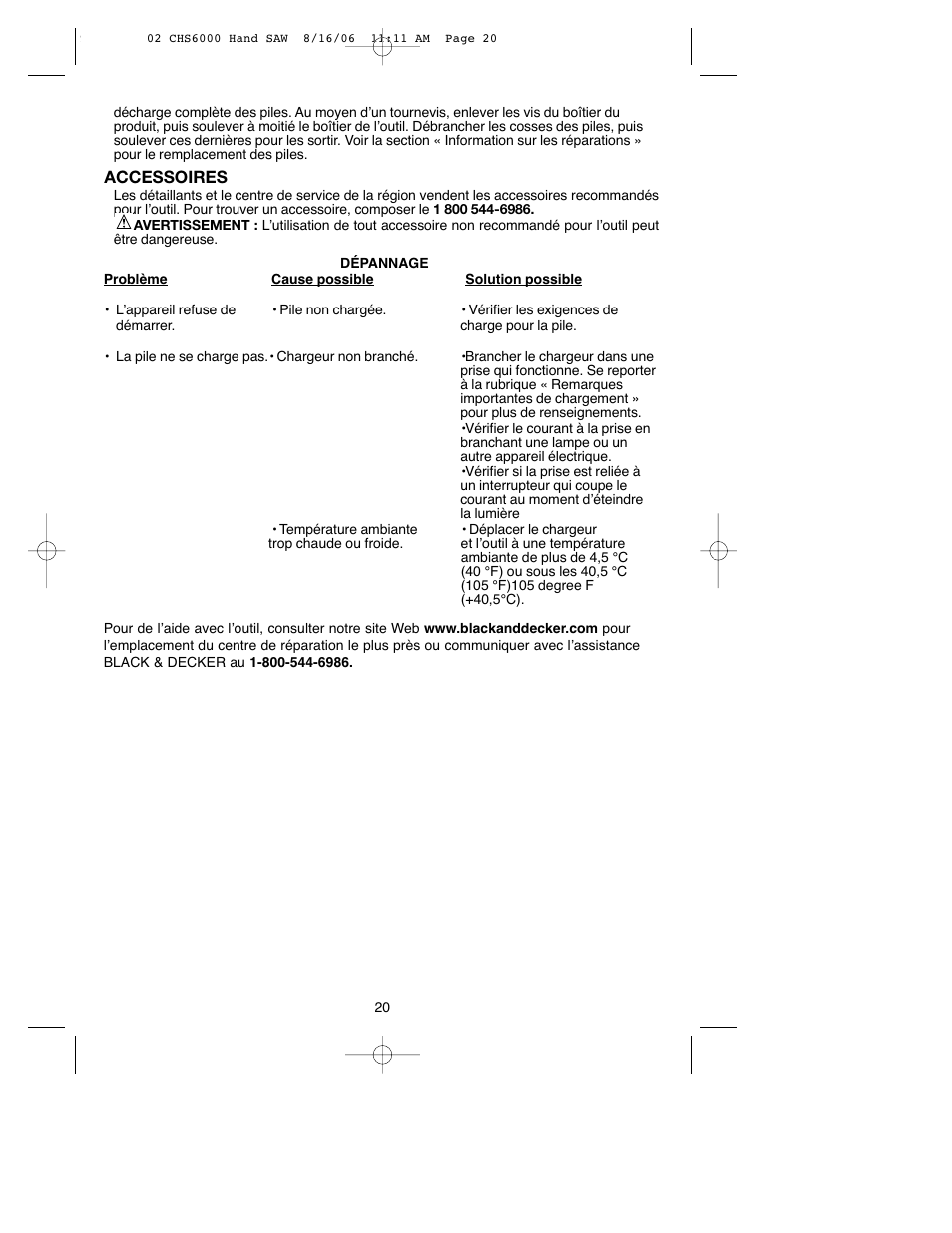 Black & Decker CHS6000 User Manual | Page 20 / 34