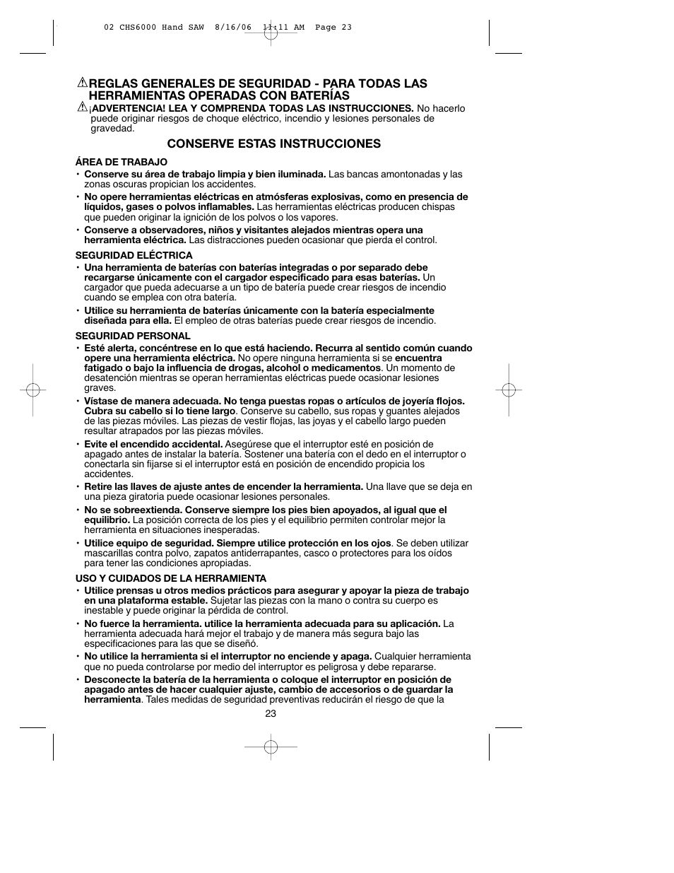 Black & Decker CHS6000 User Manual | Page 23 / 34