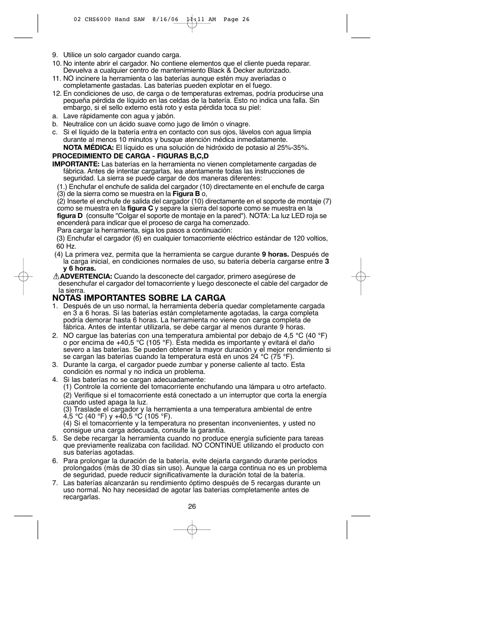 Black & Decker CHS6000 User Manual | Page 26 / 34