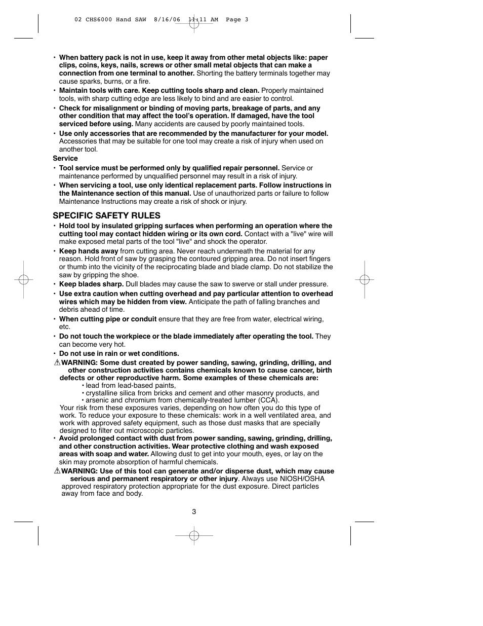 Black & Decker CHS6000 User Manual | Page 3 / 34