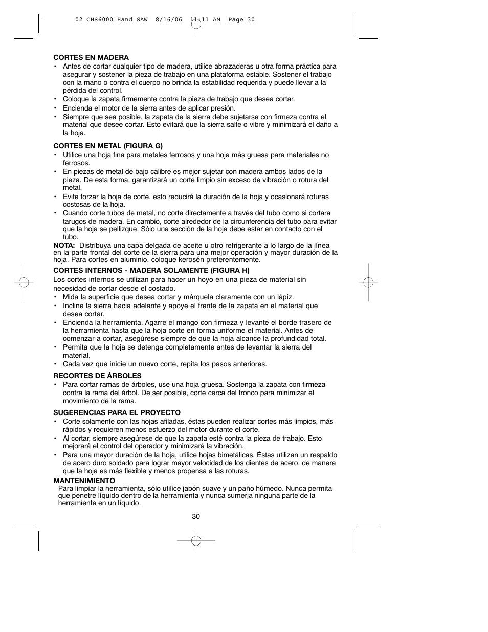 Black & Decker CHS6000 User Manual | Page 30 / 34