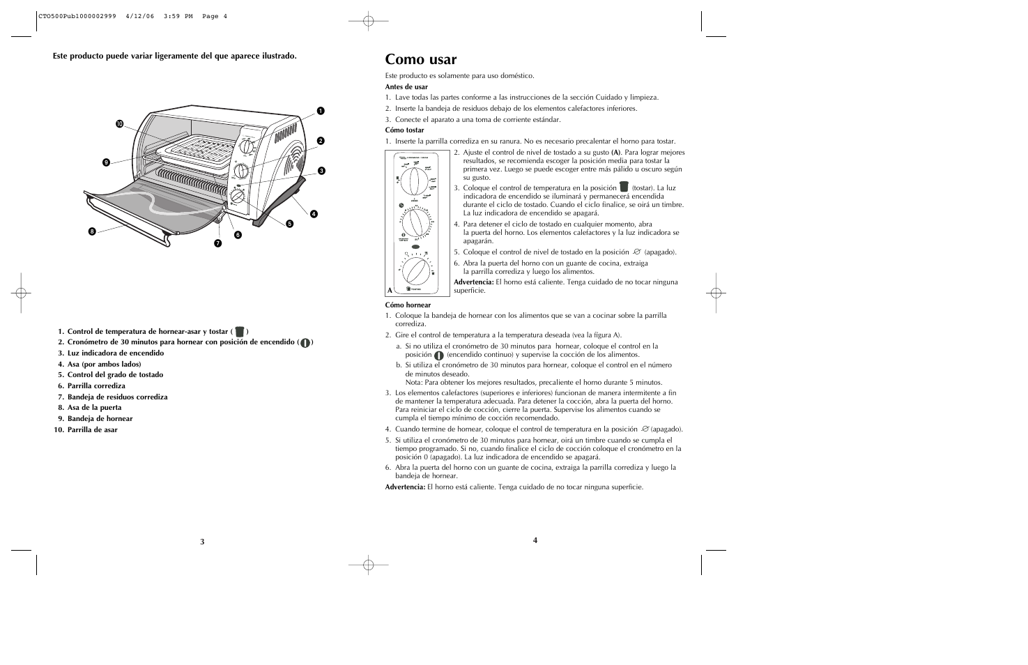 Como usar | Black & Decker CTO500 User Manual | Page 3 / 9