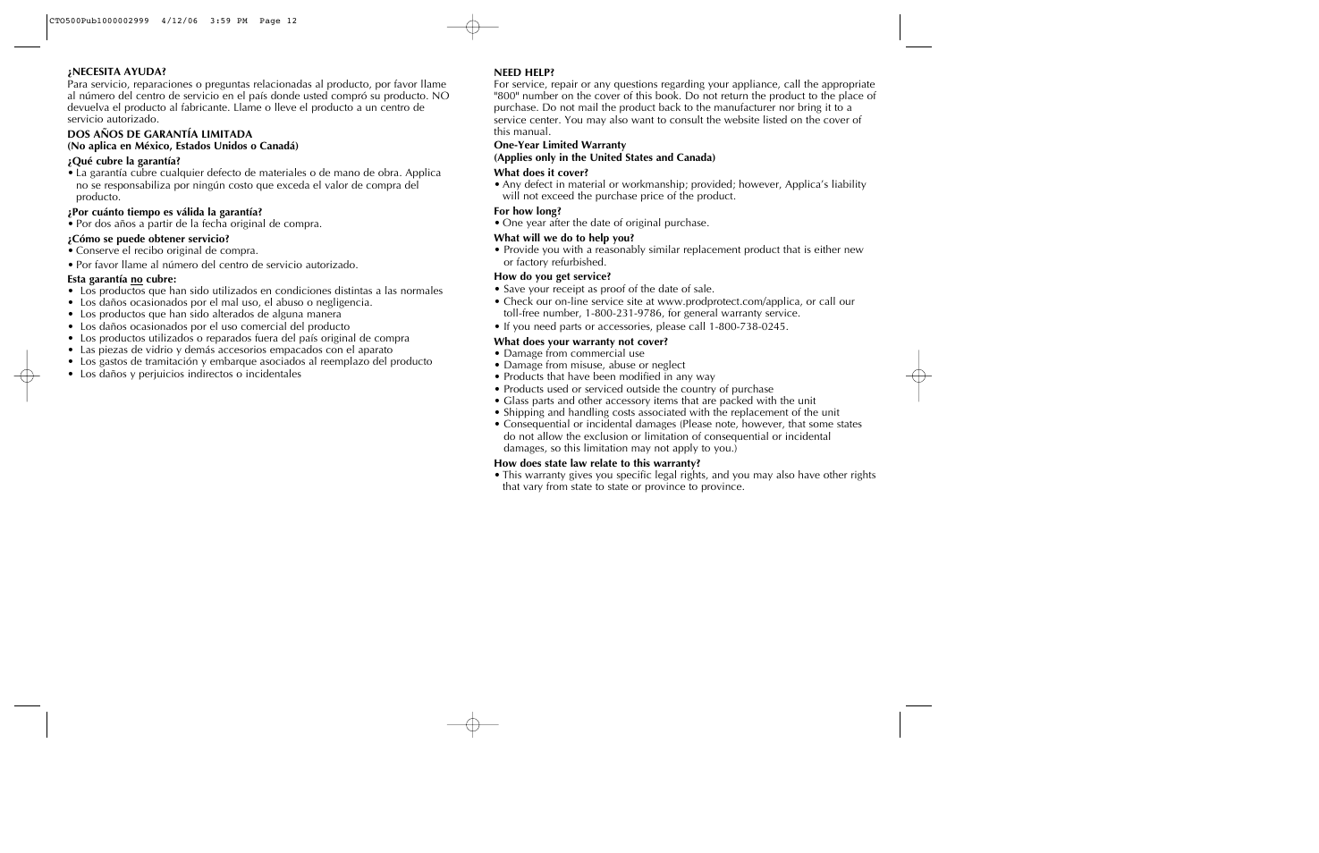 Black & Decker CTO500 User Manual | Page 7 / 9