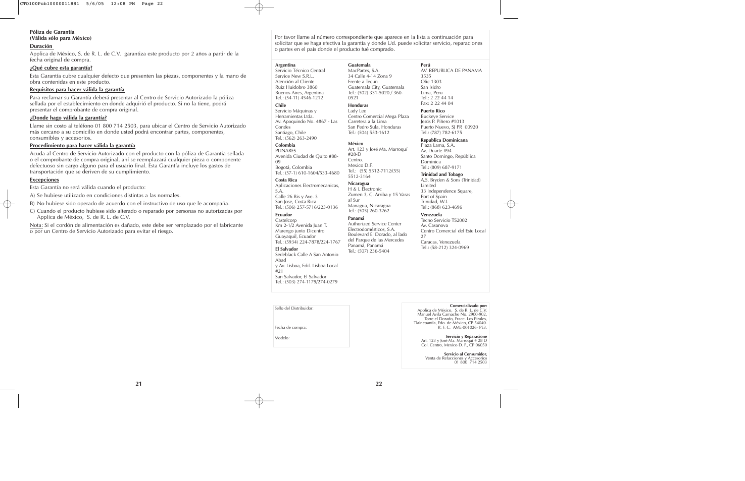 Black & Decker CTO100 Series User Manual | Page 12 / 13