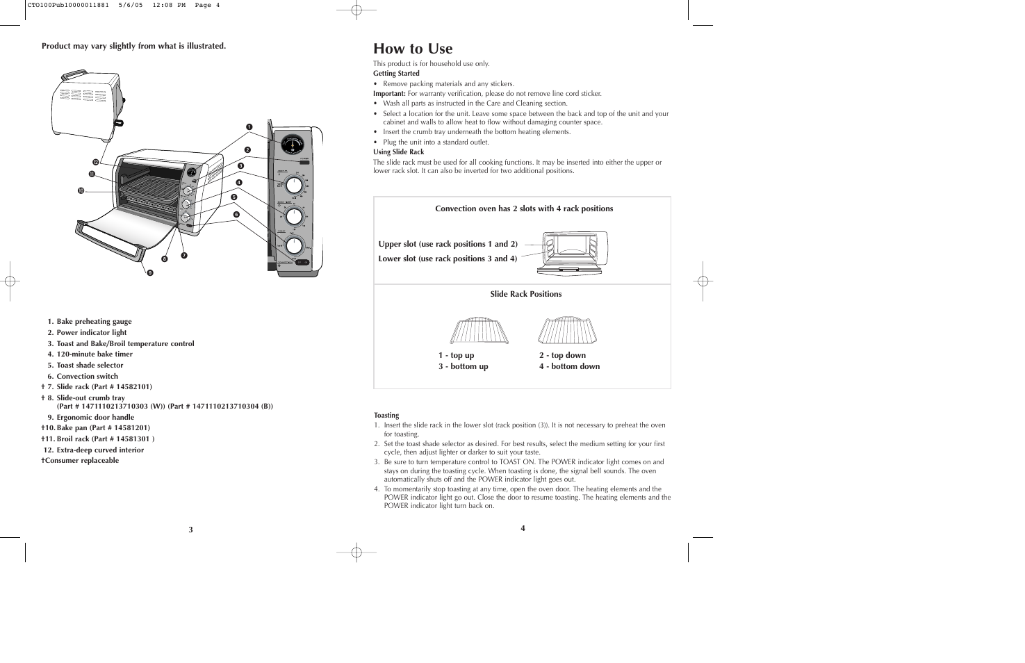 How to use | Black & Decker CTO100 Series User Manual | Page 3 / 13