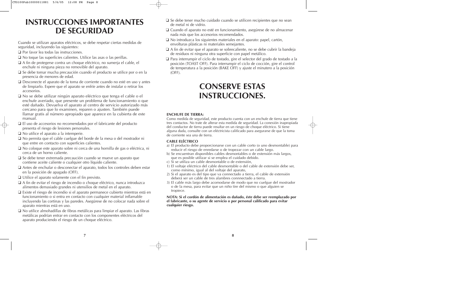 Black & Decker CTO100 Series User Manual | Page 5 / 13