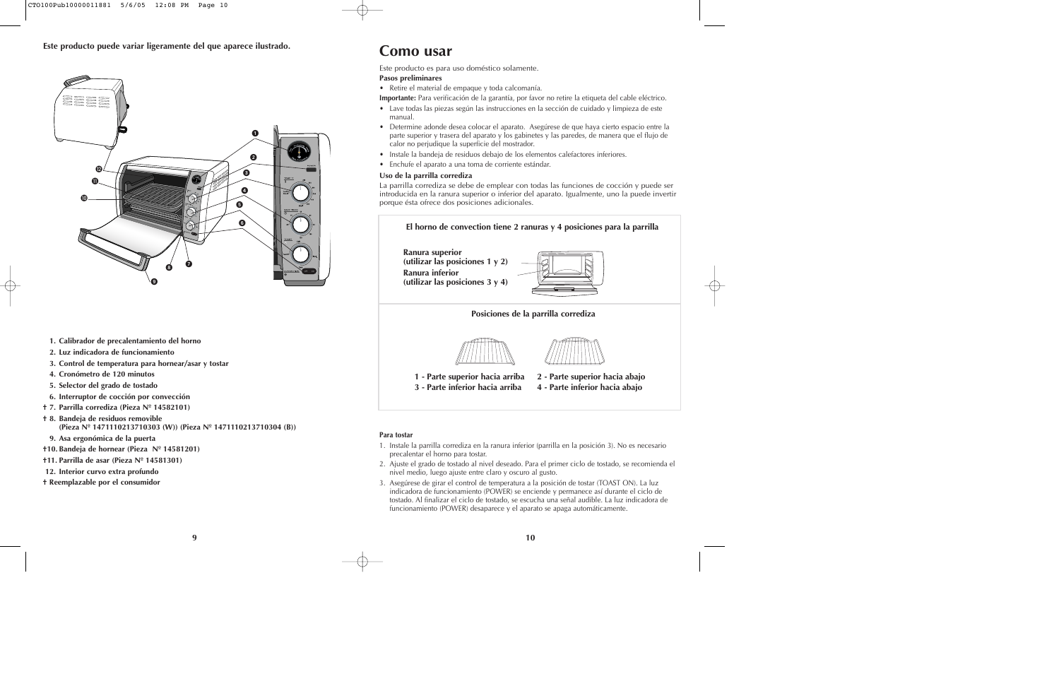 Como usar | Black & Decker CTO100 Series User Manual | Page 6 / 13