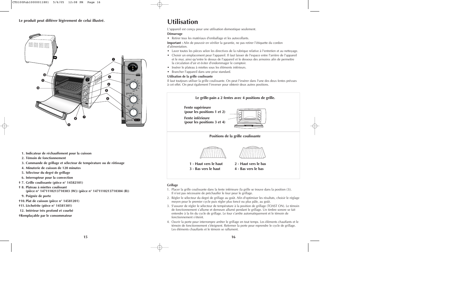 Utilisation | Black & Decker CTO100 Series User Manual | Page 9 / 13