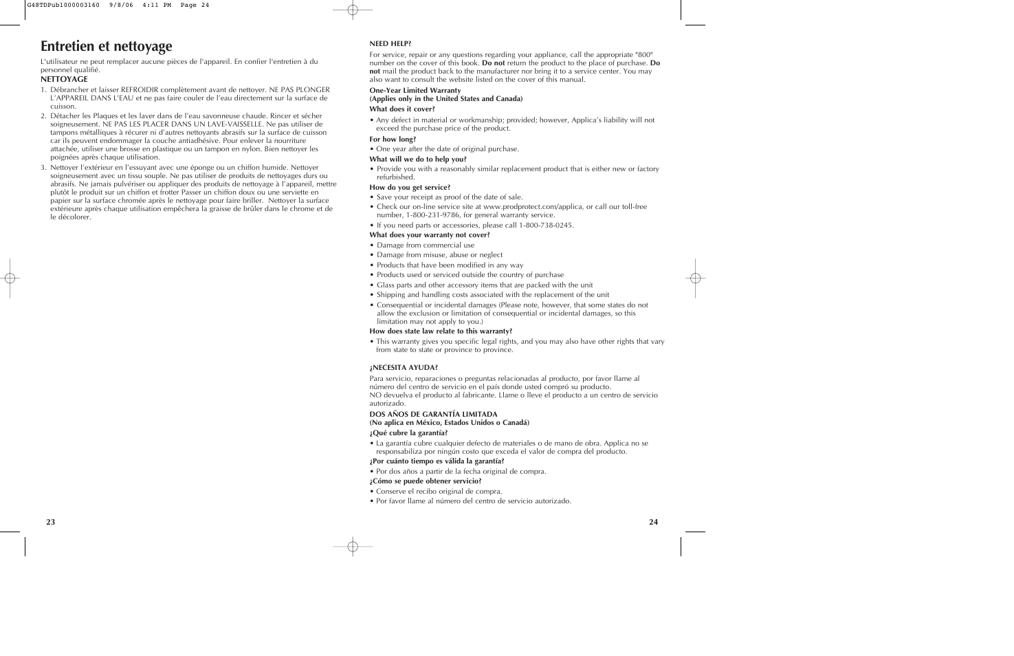 Entretien et nettoyage | Black & Decker G48TD User Manual | Page 13 / 15