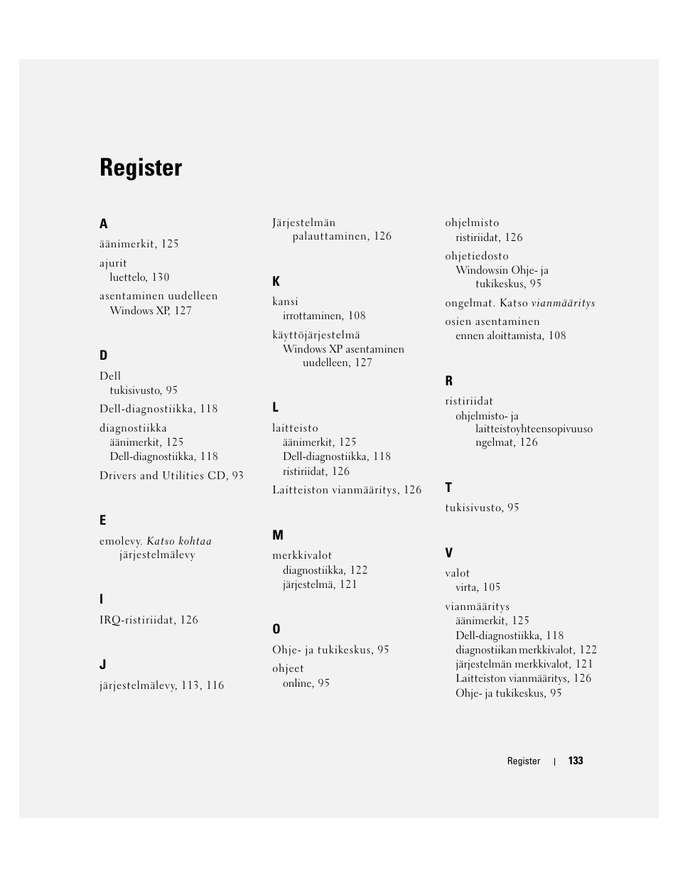 Register | Dell OptiPlex 320 User Manual | Page 133 / 356