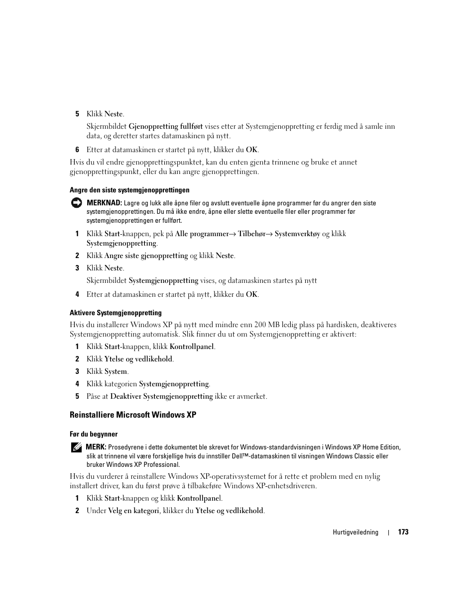 Reinstalliere microsoft windows xp | Dell OptiPlex 320 User Manual | Page 173 / 356