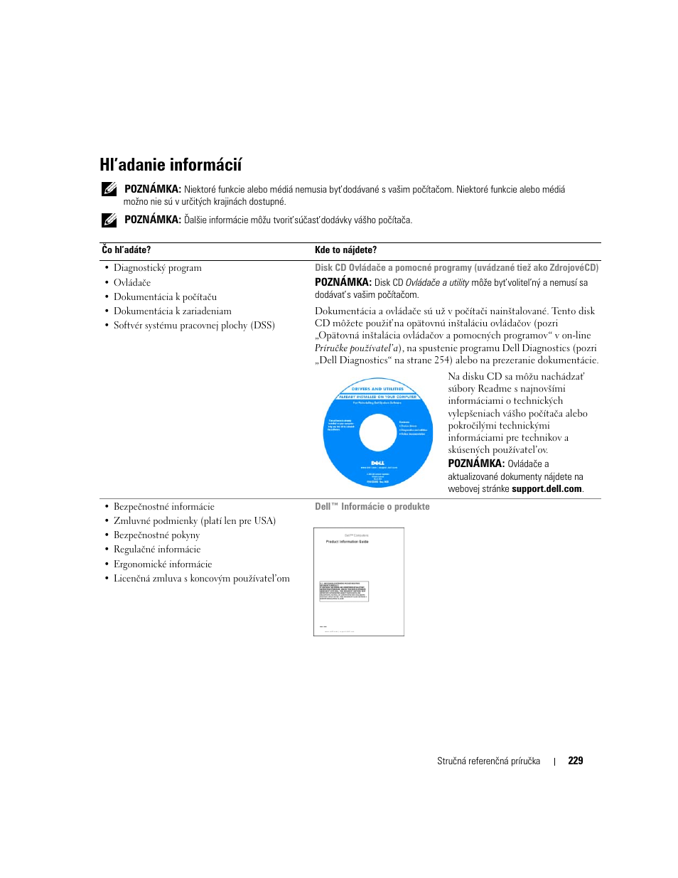 Hl’adanie informácií | Dell OptiPlex 320 User Manual | Page 229 / 356