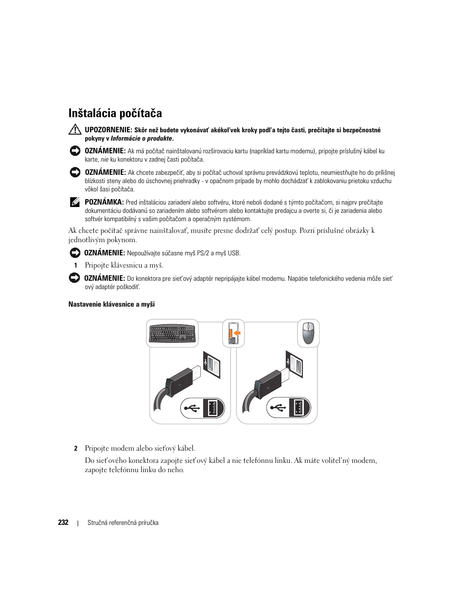 Inštalácia počítača | Dell OptiPlex 320 User Manual | Page 232 / 356