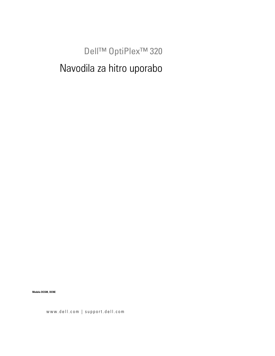 Navodila za hitro uporabo, Dell™ optiplex™ 320 | Dell OptiPlex 320 User Manual | Page 269 / 356