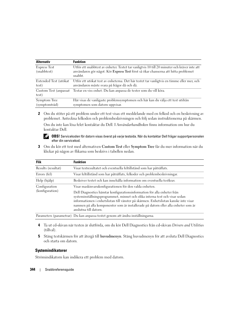 Systemindikatorer | Dell OptiPlex 320 User Manual | Page 344 / 356