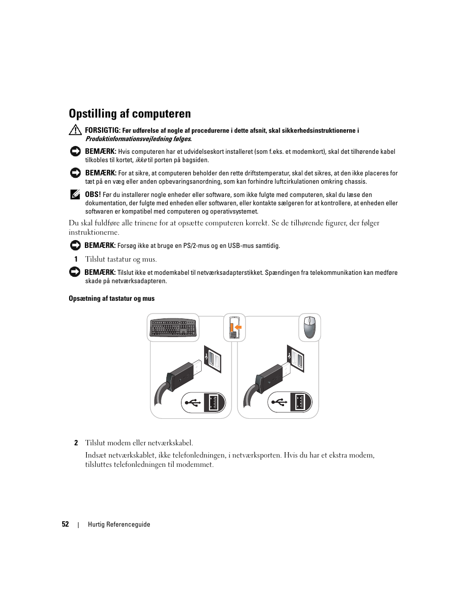 Opstilling af computeren | Dell OptiPlex 320 User Manual | Page 52 / 356