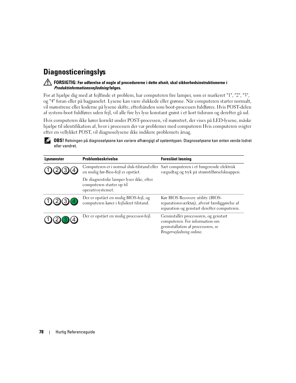 Diagnosticeringslys, Se "diagnosticeringslys" på side 78) | Dell OptiPlex 320 User Manual | Page 78 / 356