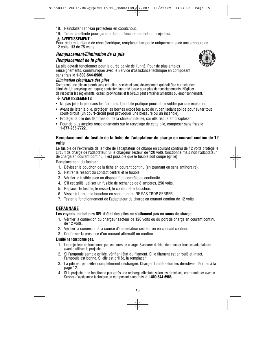 Black & Decker V-2 MILLION POWER SERIES VEC157BD User Manual | Page 16 / 26