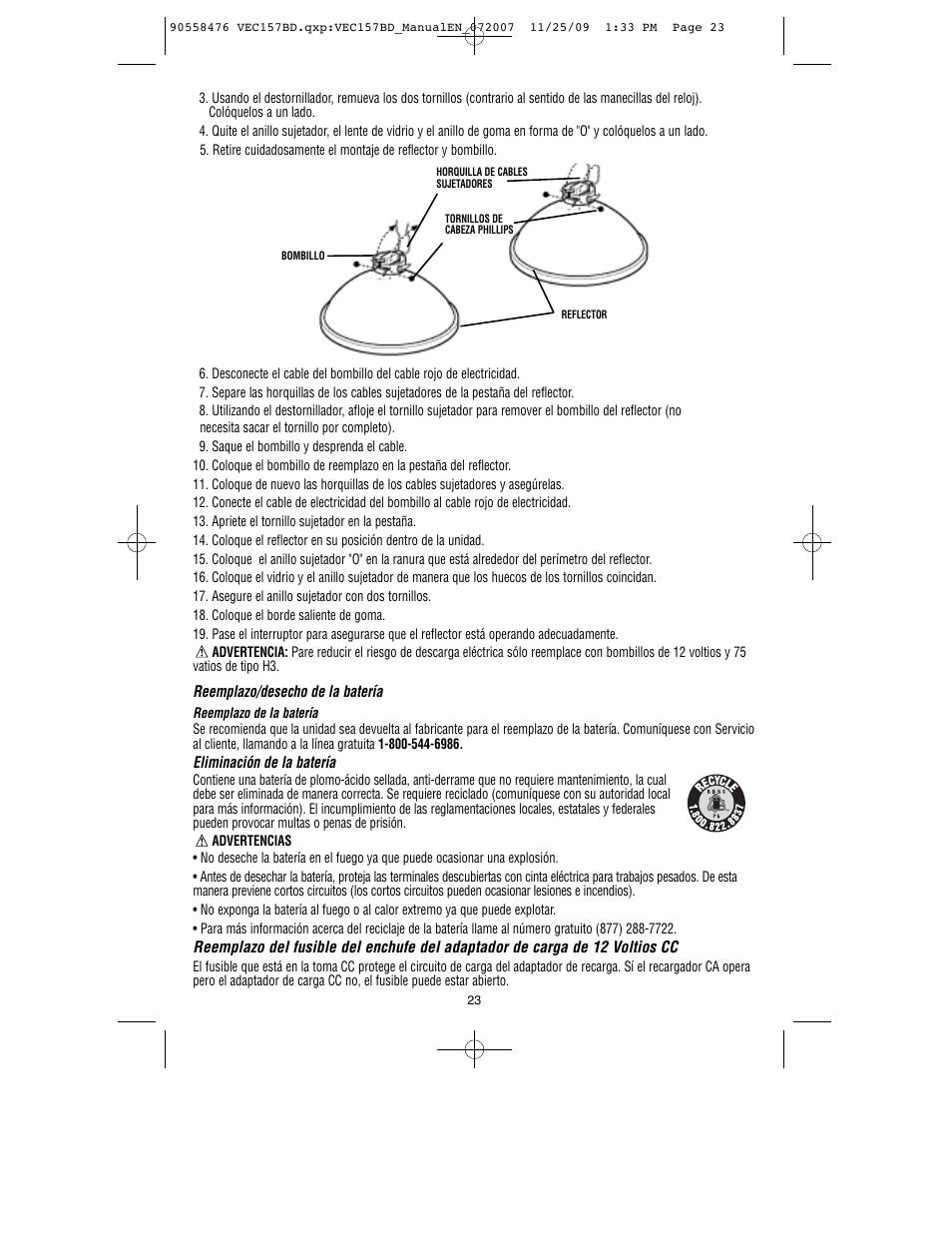 Black & Decker V-2 MILLION POWER SERIES VEC157BD User Manual | Page 24 / 26