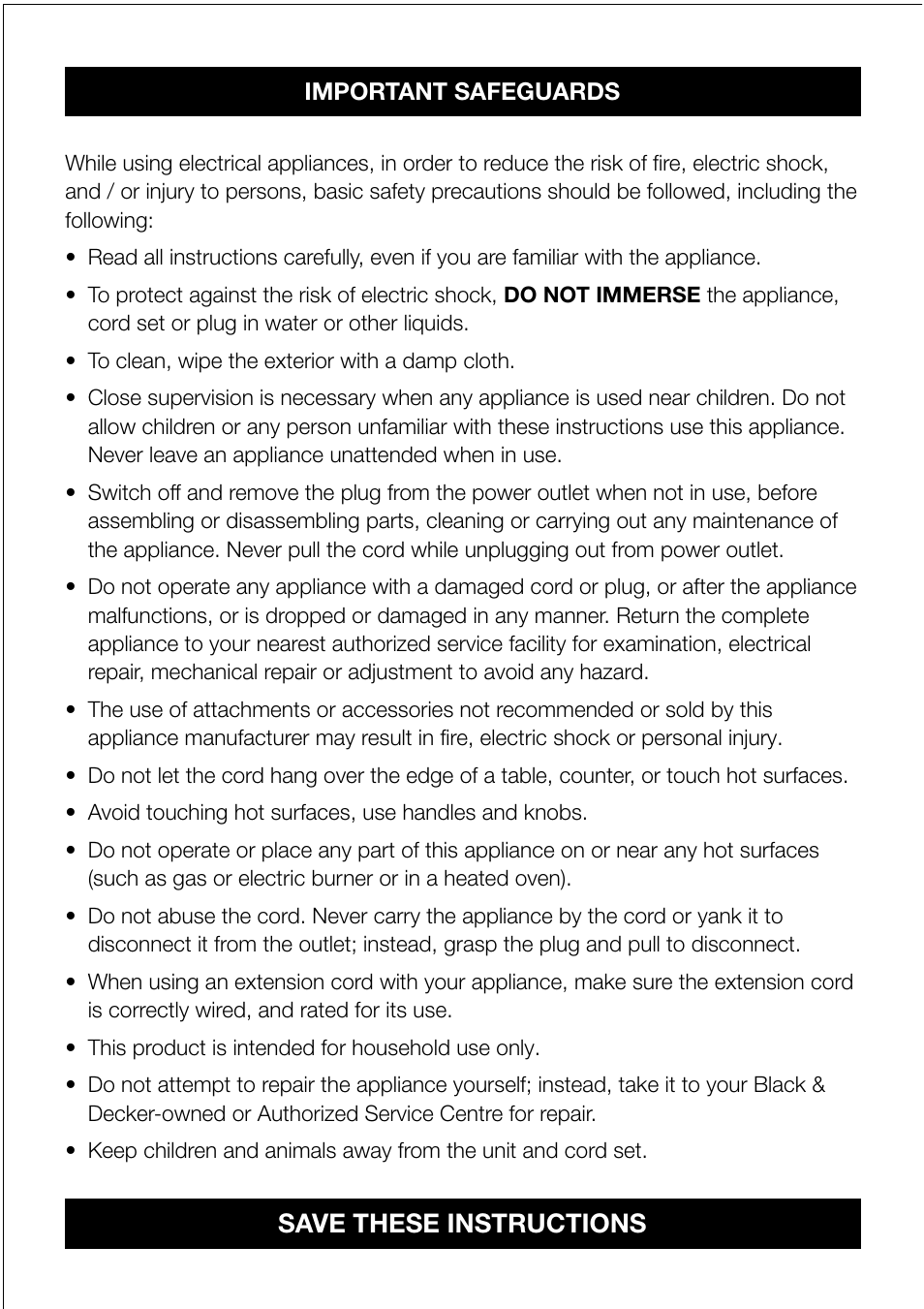 Save these instructions | Black & Decker EF40 User Manual | Page 2 / 12