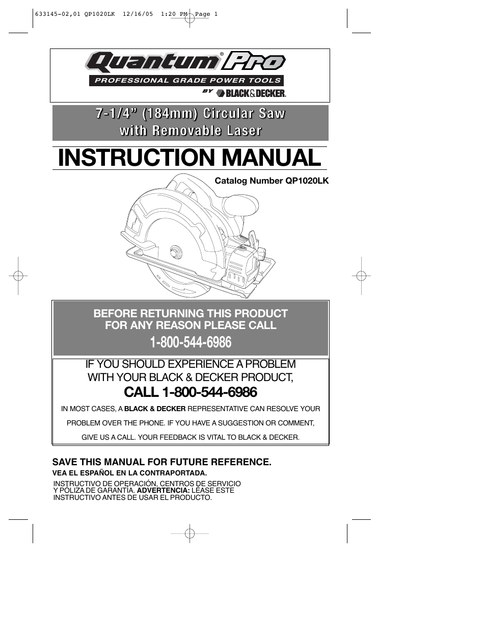 Black & Decker QP1020LK User Manual | 38 pages