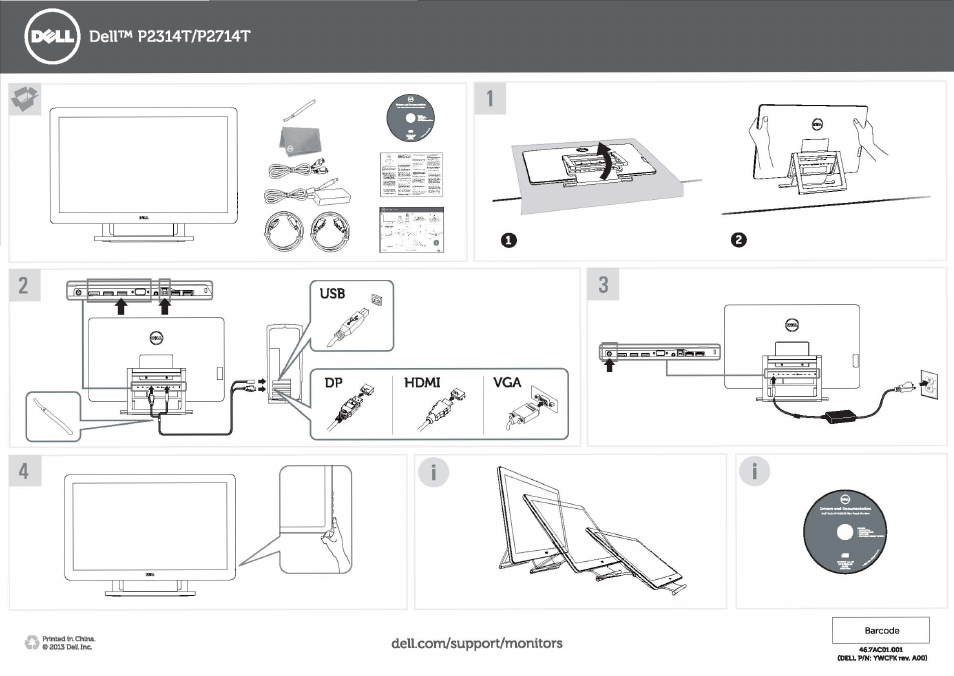 Dell P2714T Multi Touch Monitor with LED User Manual | 1 page