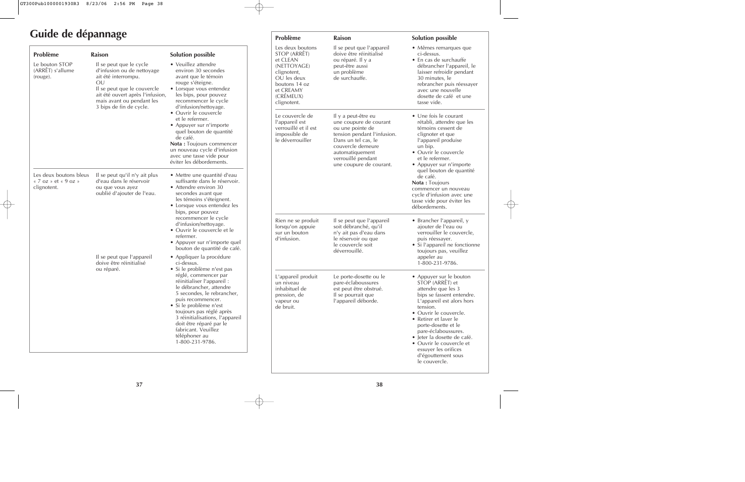 Guide de dépannage | Black & Decker GT305. GT320 User Manual | Page 20 / 23