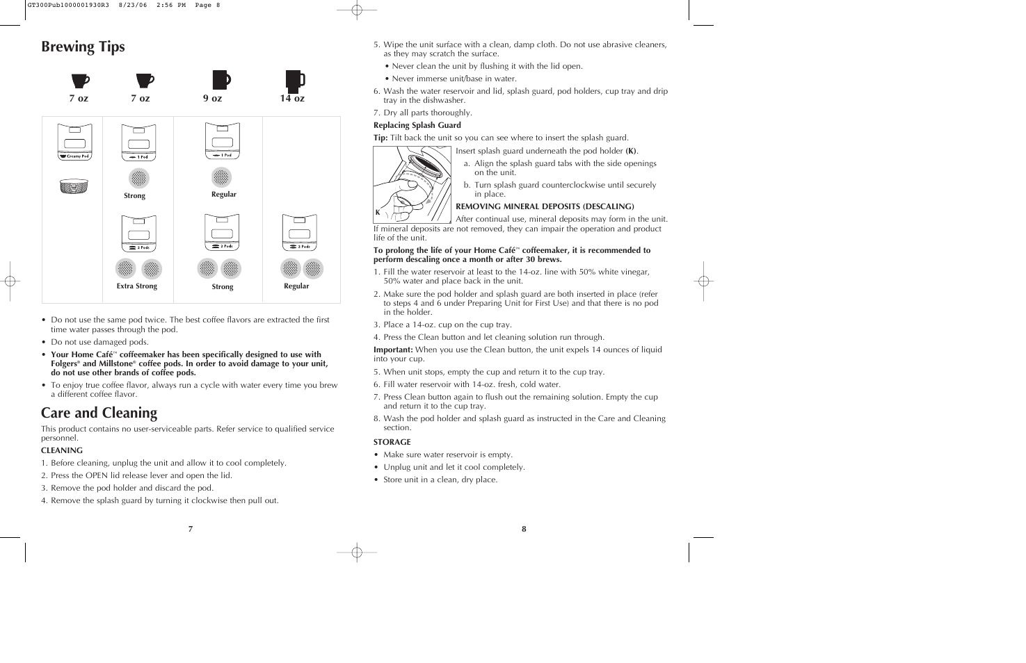 Brewing tips, Care and cleaning | Black & Decker GT305. GT320 User Manual | Page 5 / 23
