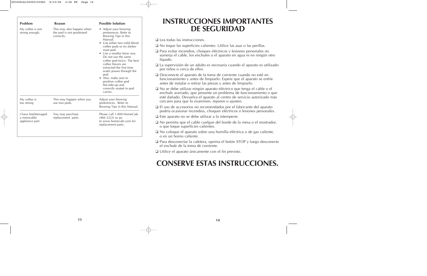 Instrucciones importantes de seguridad, Conserve estas instrucciones | Black & Decker GT305. GT320 User Manual | Page 8 / 23