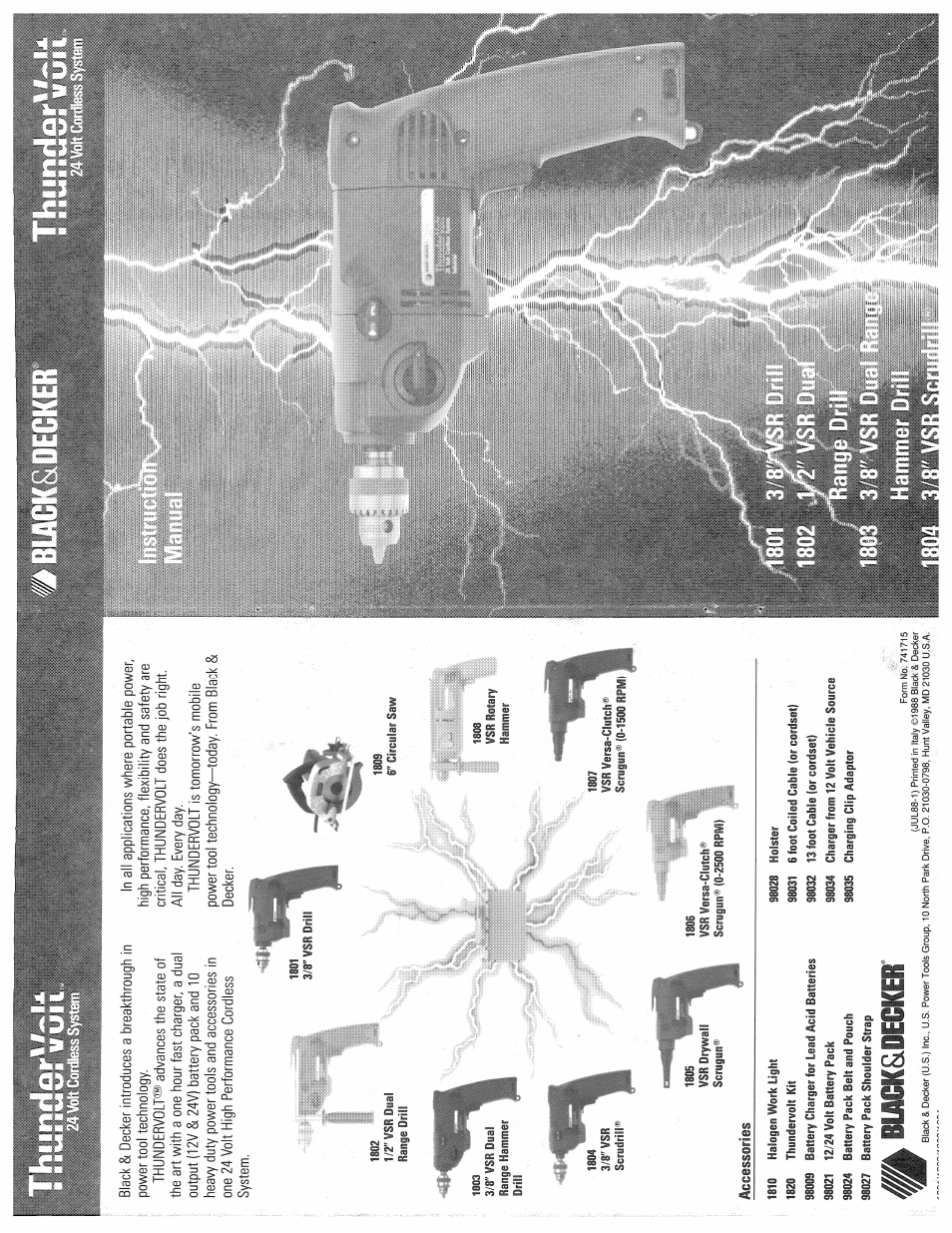 Black & Decker Thunder Volt 1801 User Manual | 6 pages