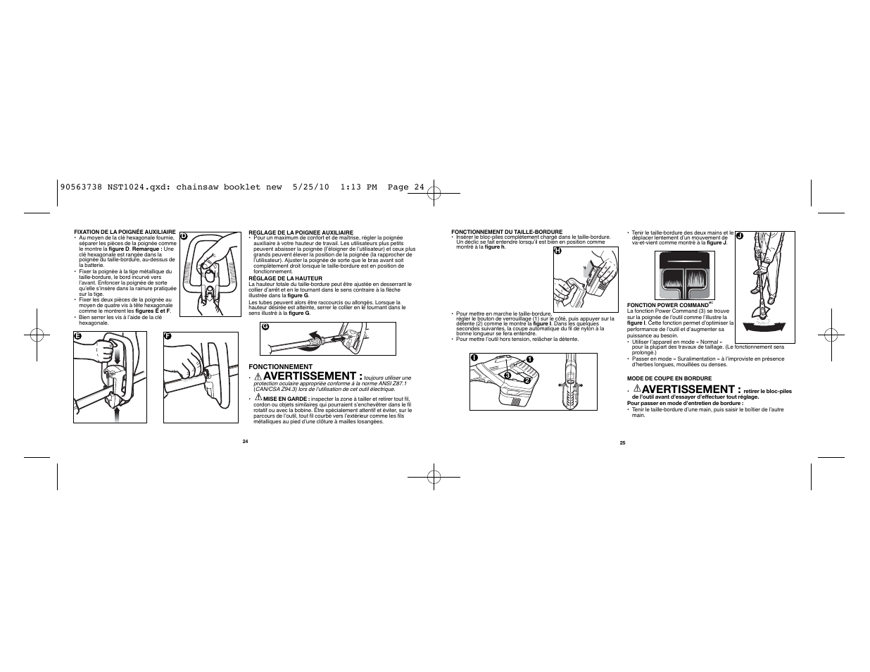 Avertissement | Black & Decker NST1024 User Manual | Page 13 / 25