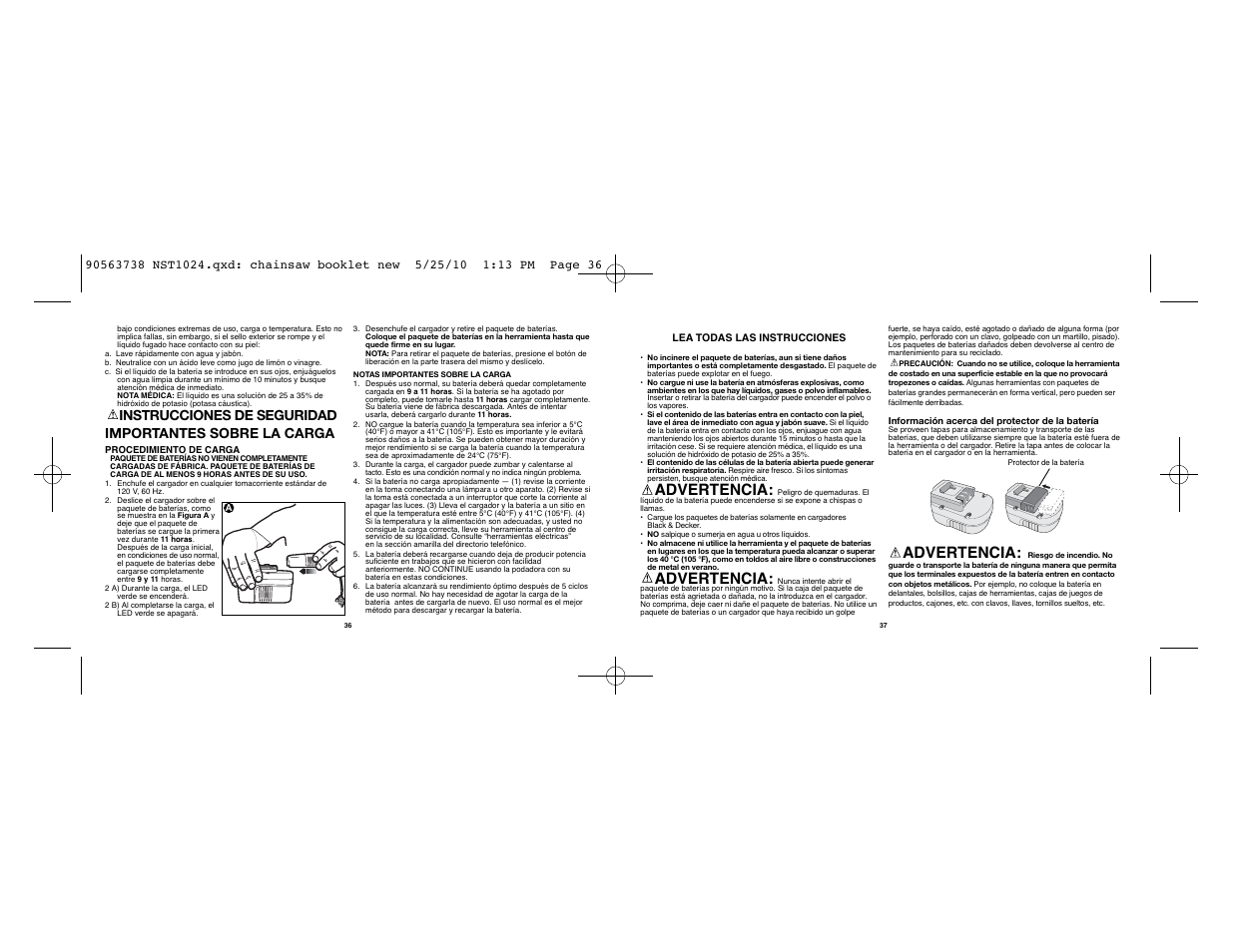 Advertencia | Black & Decker NST1024 User Manual | Page 19 / 25